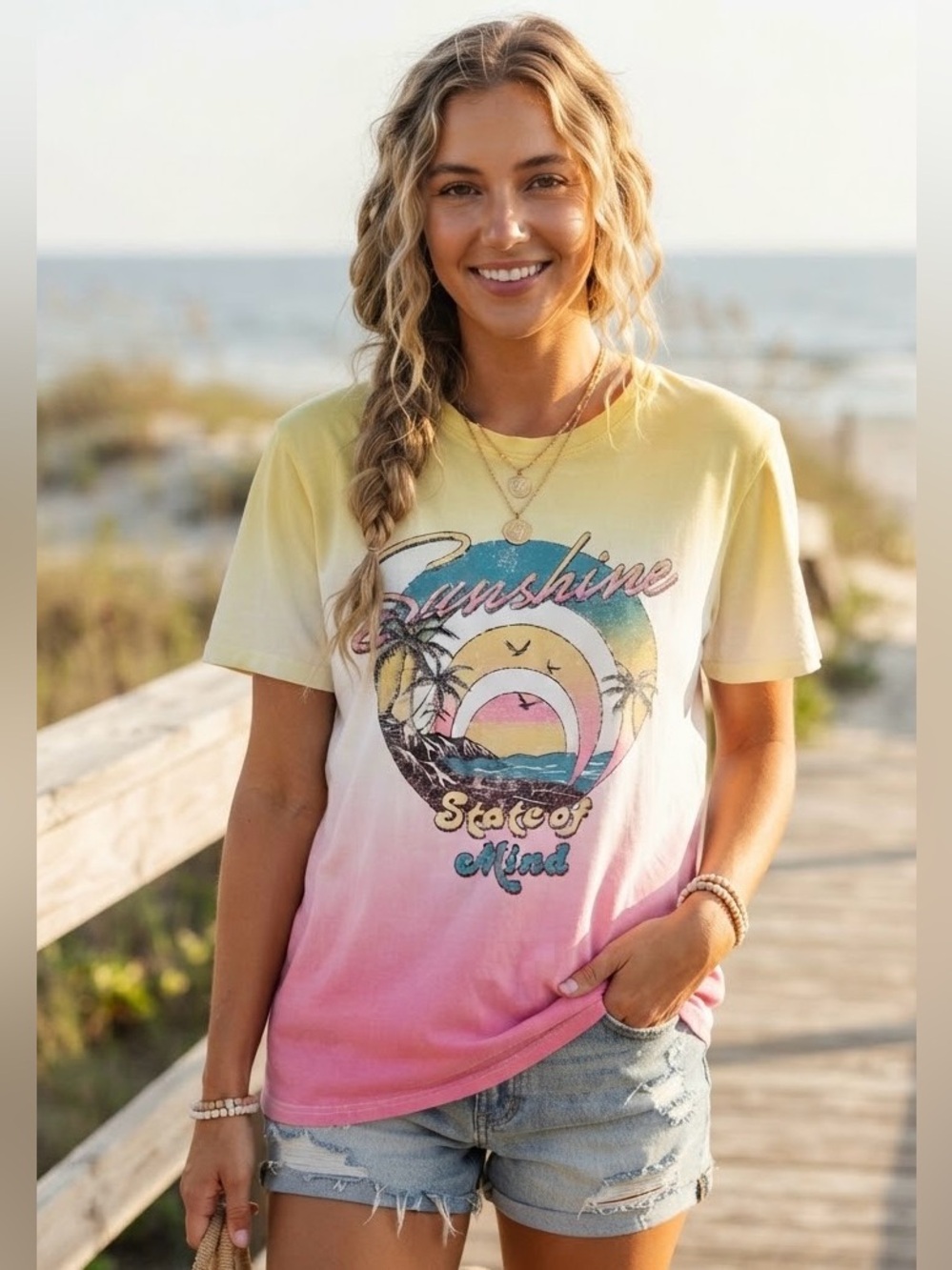 Sunshine State of Mind Ombre Graphic Tee - Zutter